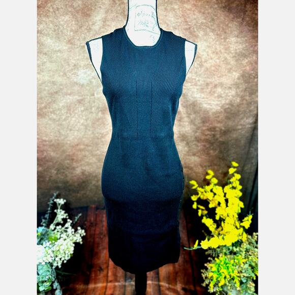 Lita by Ciara Ribbed Round Neck Sleeveless Midi Dress - Black - size M - Picture 1 of 16